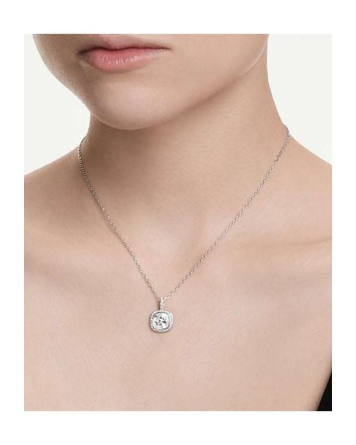 Swarovski White Crystal-Pendant Cable-Link Necklace