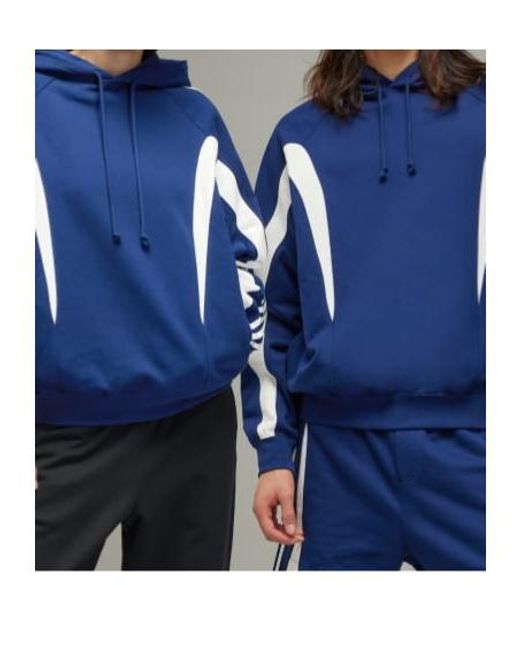 Y-3 Blue Hooded Colour-Block Sweatshirt for men