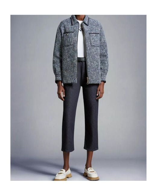 Moncler Blue High Waist Straight Cut Trousers