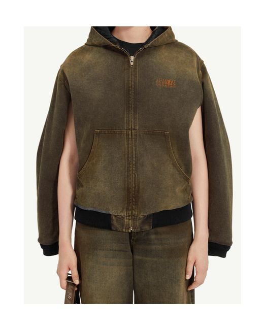 MM6 by Maison Margiela Green Zip-Up Hooded Jacket
