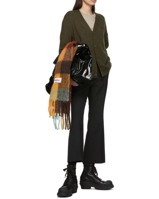 Acne Orange Logo Patch Checked Scarf for men