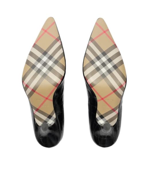 Burberry Black Crocodile-Effect Leather Dame High Pumps