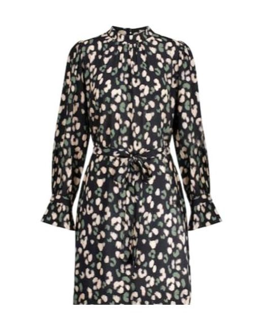 Velvet By Graham & Spencer Black Gertrude Leopard-Print Minidress