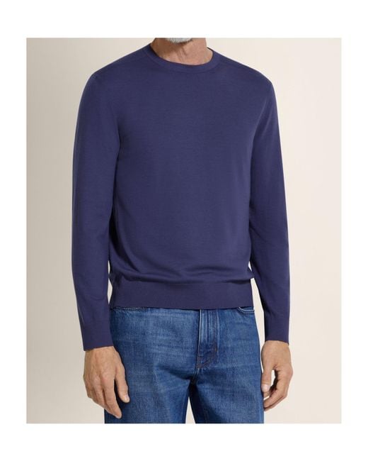 Zegna Blue Ink Vellus Aureum Crewneck for men