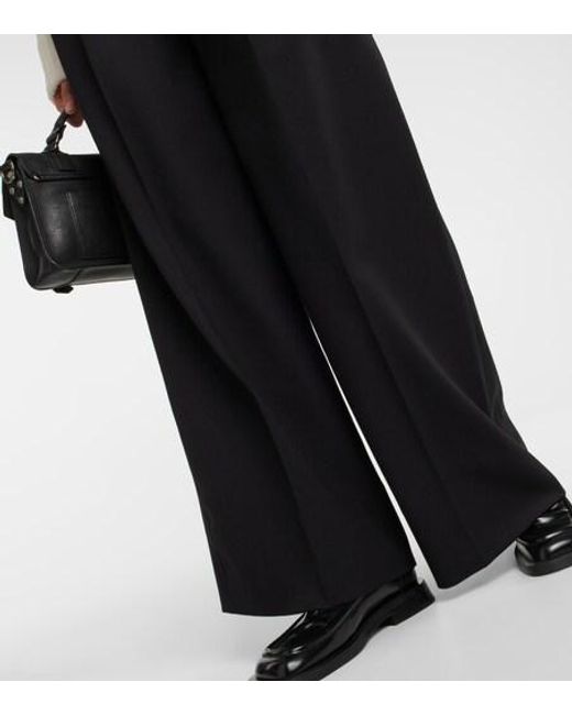 Proenza Schouler Black High-Rise Wide-Leg Wool-Blend Pants