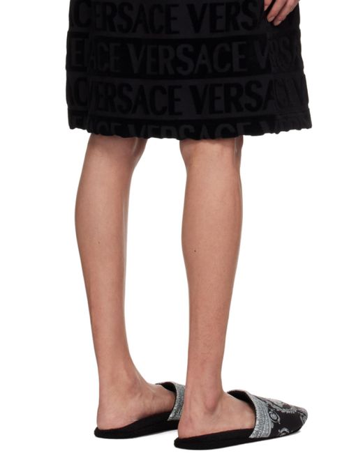 Versace Black I Love Baroque Belted Bathrobe for men