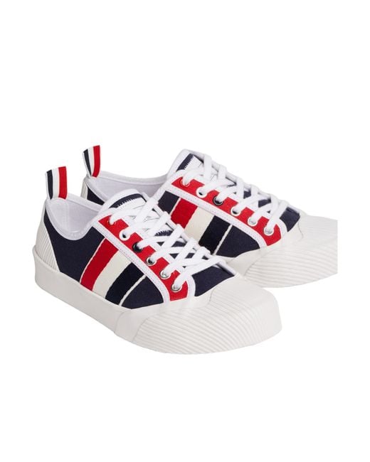Thom Browne White Striped Low-Cut Sneakers