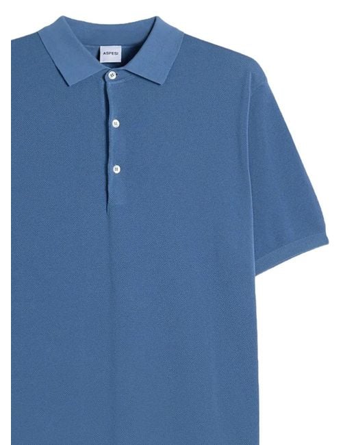Aspesi Blue Short Sleeve Polo Shirt for men