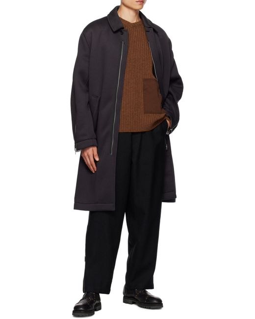 Undercover Brown Rib Knitted Long-Sleeved Sweater for men