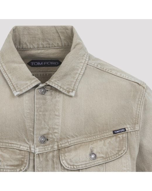 Tom Ford Gray Buttoned Denim Jacket for men