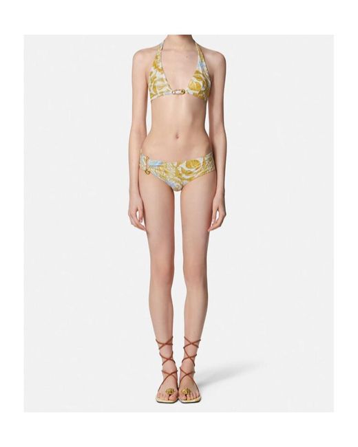 Versace Metallic Underwater Barocco Tie-Back Triangle Bikini Top