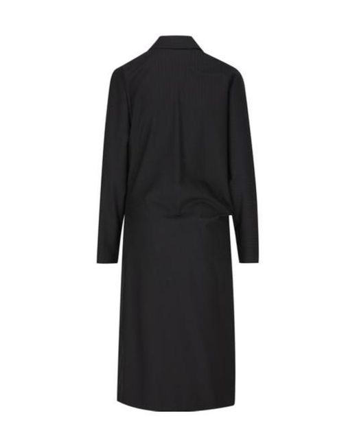 Loewe Black Buckle Detailed Gathered Midi Dress