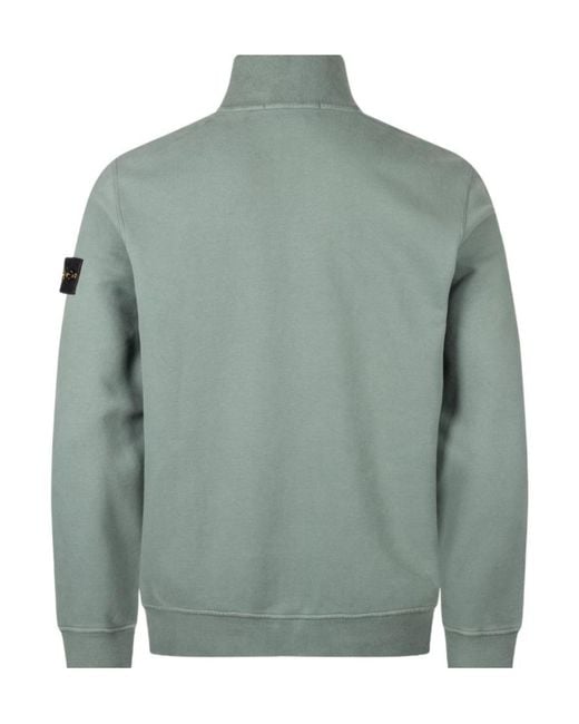 Stone Island Green Zipper Sweatshirt for men