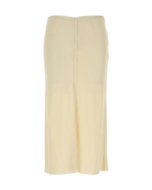 AMI Natural Straight Hem Midi Skirt
