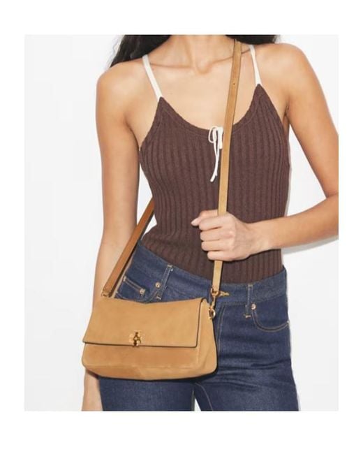Tory Burch Brown Flap Logo Shoulder Bag