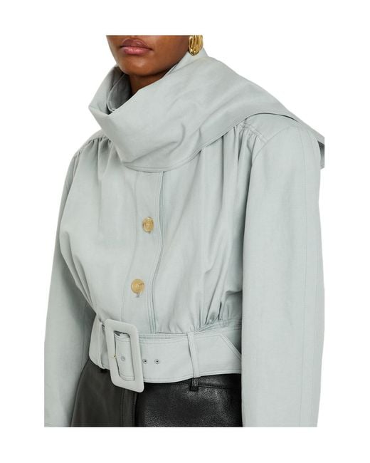 Chloé Blue Scarf-Effect Linen And Cotton-Blend Jacket