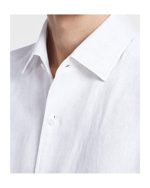 Zegna White Buttoned Long-Sleeved Shirt for men