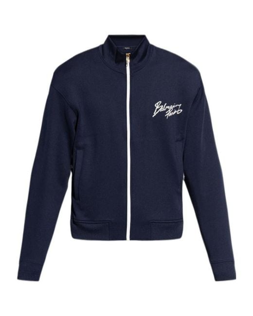 Balmain Blue High-Neck Long-Sleeved Casual Jacket for men