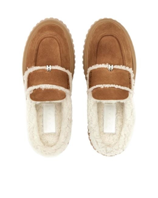 Hogan Brown Slip On Platform Sandals