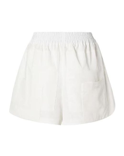 Fendi White Logo Embroidered Elasticated Waist Shorts