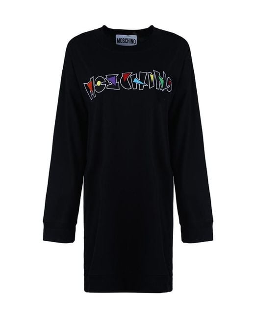 Moschino Black Logo-Embroidered Dress