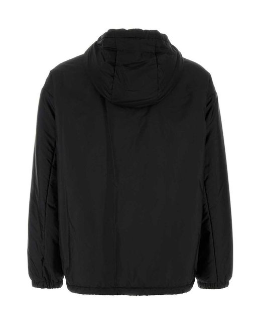 Prada Black Triangle-Logo Hooded Jacket for men