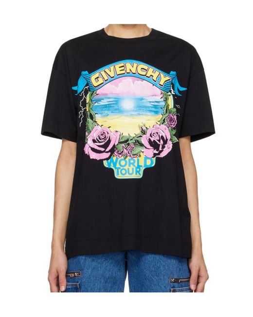 Givenchy Black Logo Printed Crewneck T-Shirt for men