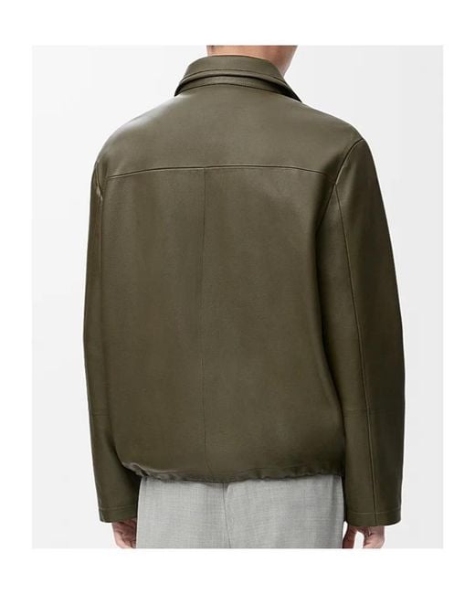 Loewe Green Long-Sleeved Leather Jacket for men