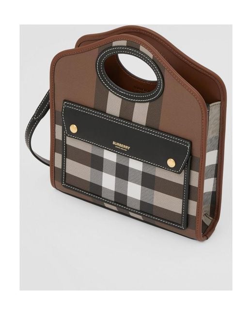 Burberry Black Checkered Mini Pocket Tote Bag