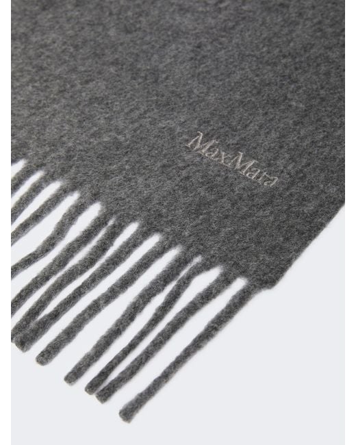 Max Mara Gray Embroidered Wool Scarf