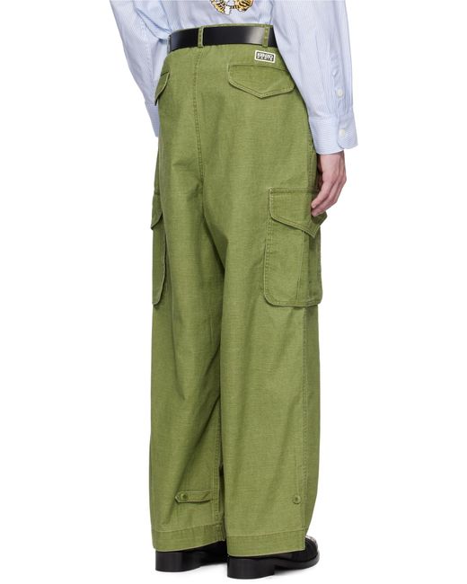 KENZO Green Adjustable Cargo Pants for men
