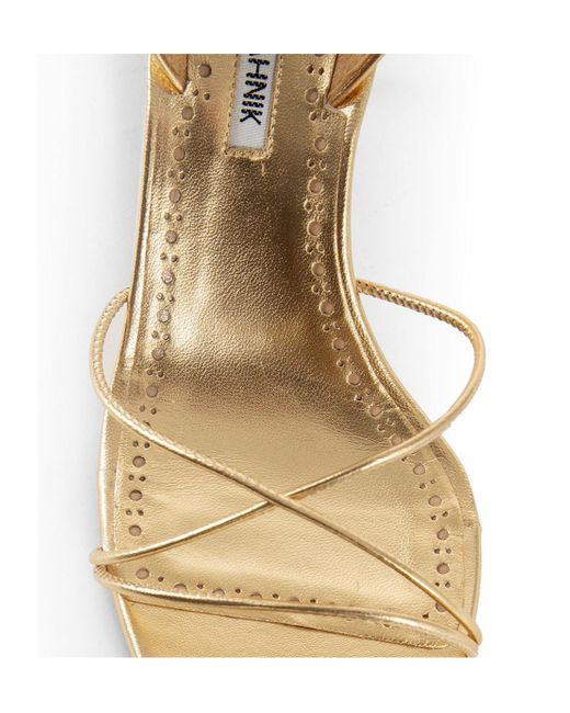 Manolo Blahnik Metallic Heeled Open-Toe Sandals