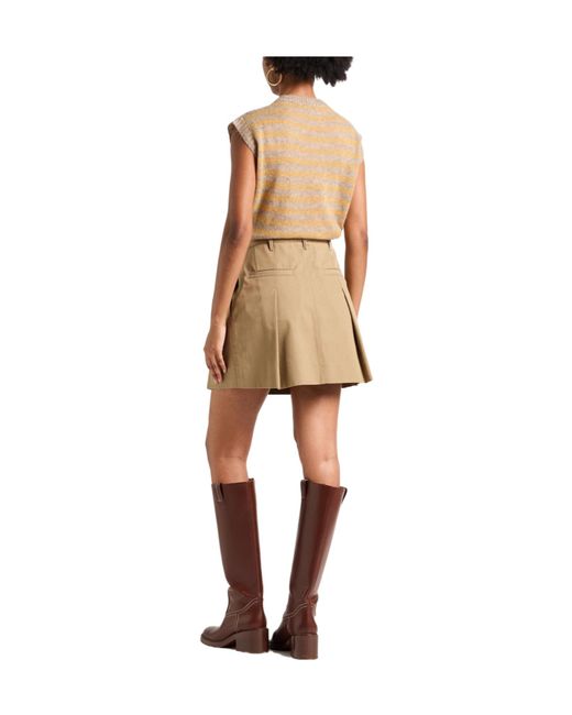 Brunello Cucinelli Natural Solid-Color Flared Skirt