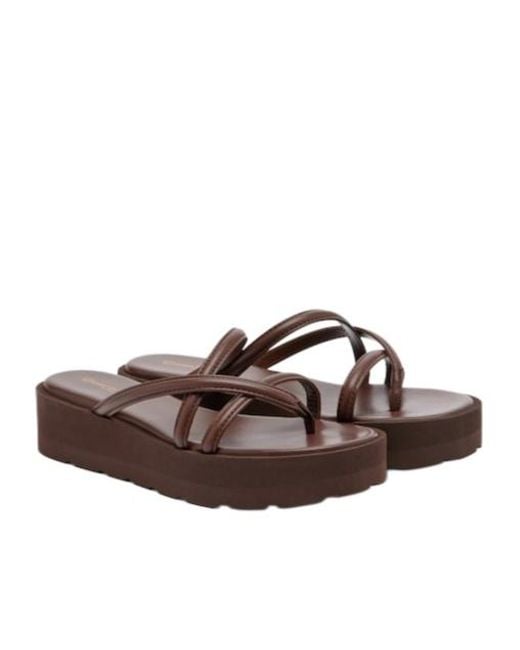 Gianvito Rossi Brown Crisscross Strap Platform Sandals