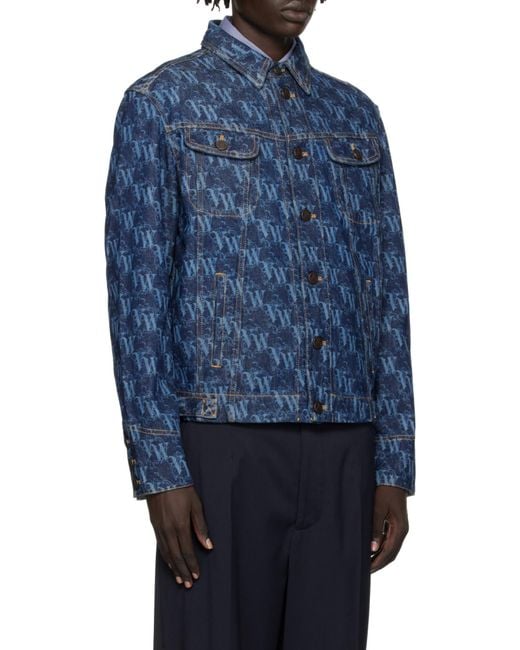 Vivienne Westwood Blue Allover Logo Denim Jacket for men