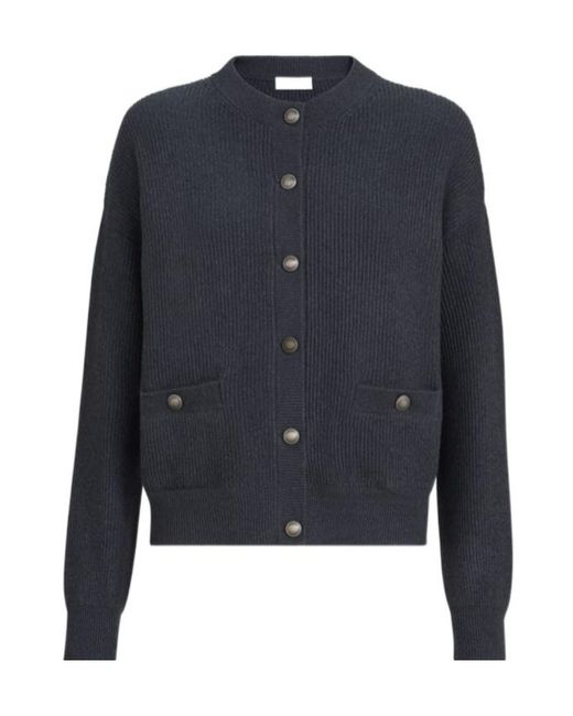 Brunello Cucinelli Blue Sparkling Cashmere English Rib Cardigan