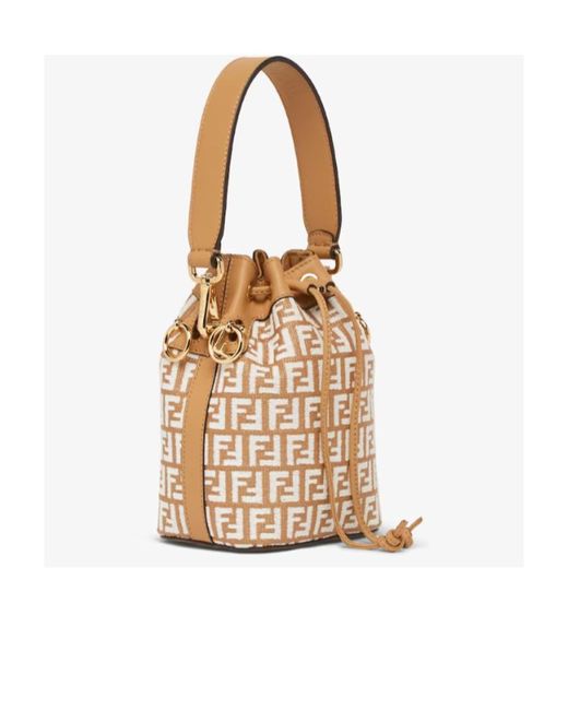 Fendi White Mon Tresor Drawstring Bucket Bag