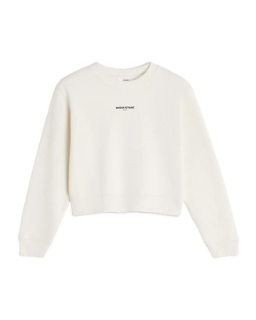 Maison Kitsuné White Maison Kitsuné Logo Crewneck Sweatshirt