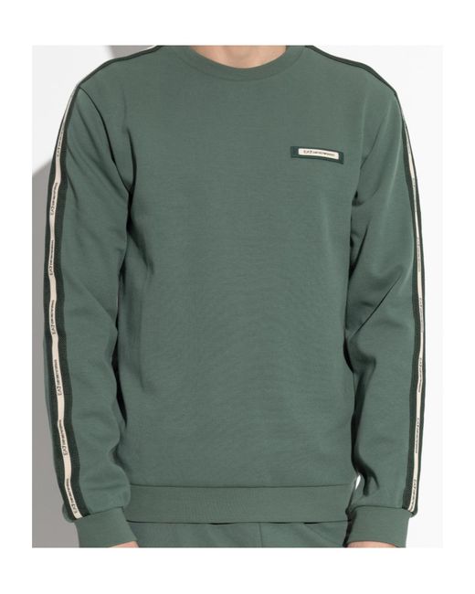 EA7 Green Logo Patch Crewneck Sweatshirt for men