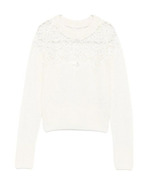 Ermanno Scervino White Lace-Insert Sweater