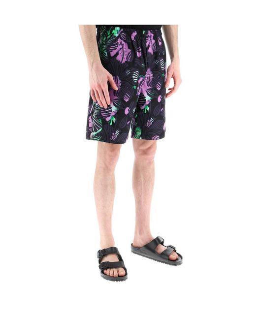 MSGM Blue Graphic Printed Bermuda Shorts for men