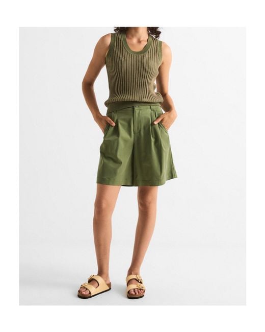 Varley Green Twill Cotton Shorts