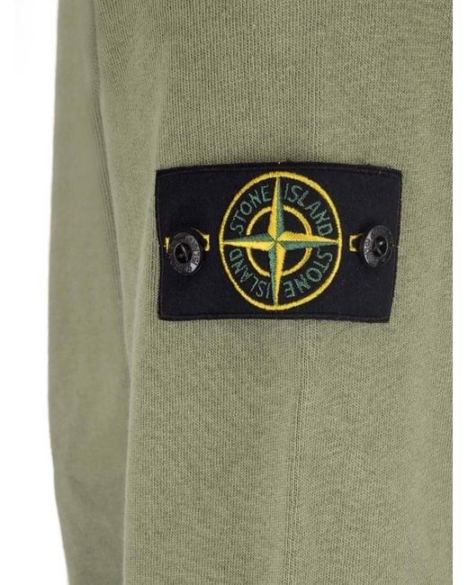 Stone Island Green Logo Patch Crewneck Sweatshirt for men
