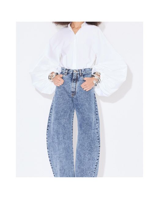 Alaïa White Poplin Shirt With Balloon Sleeves