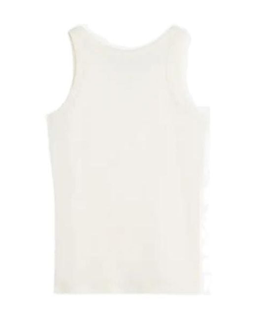 Maison Kitsuné White Maison Kitsuné Logo Ribbed Tank Top