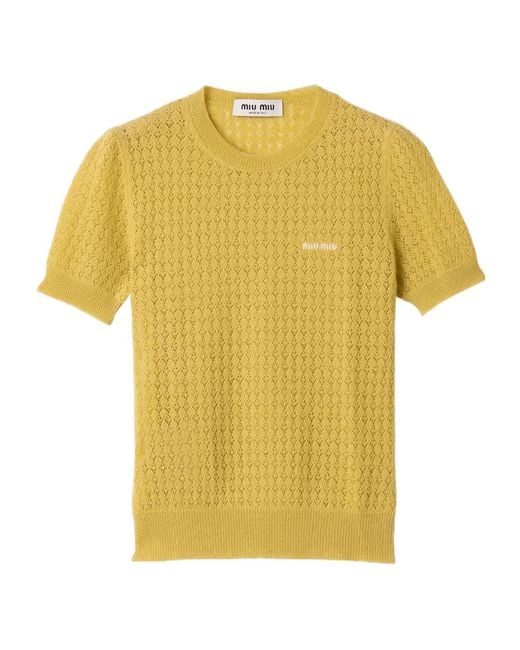 Miu Miu Yellow Cashmere And Silk Sweater
