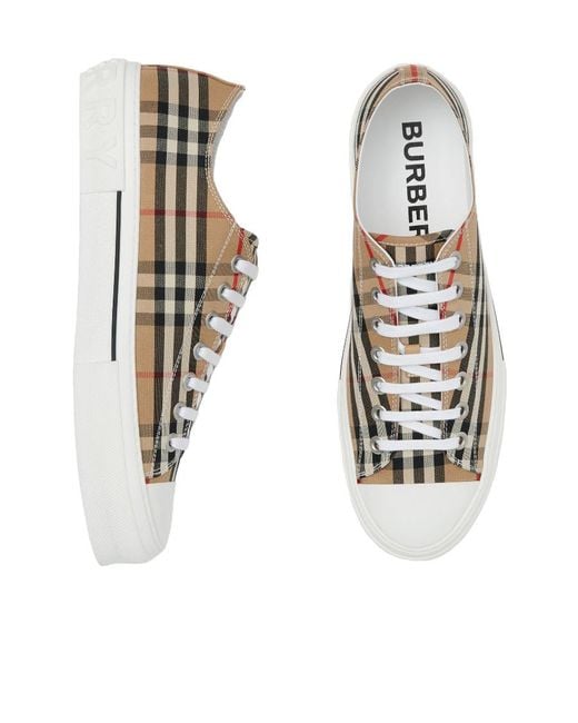 Burberry White Checked Lace-Up Sneakers