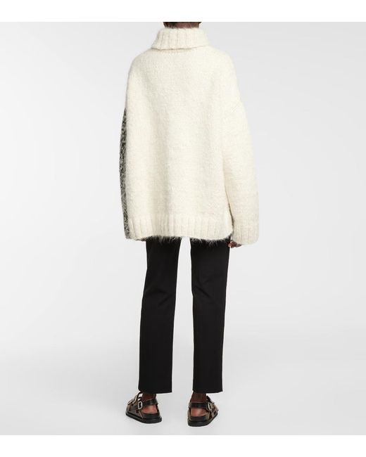 Joseph Multicolor High-Neck Floral Knit Sweater