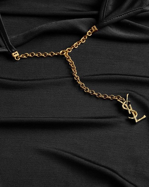 Saint Laurent Black Cassandre Backless Bodysuit
