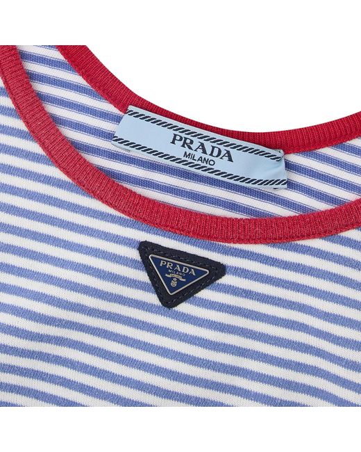Prada Blue Slim-Fit Striped Tank Top